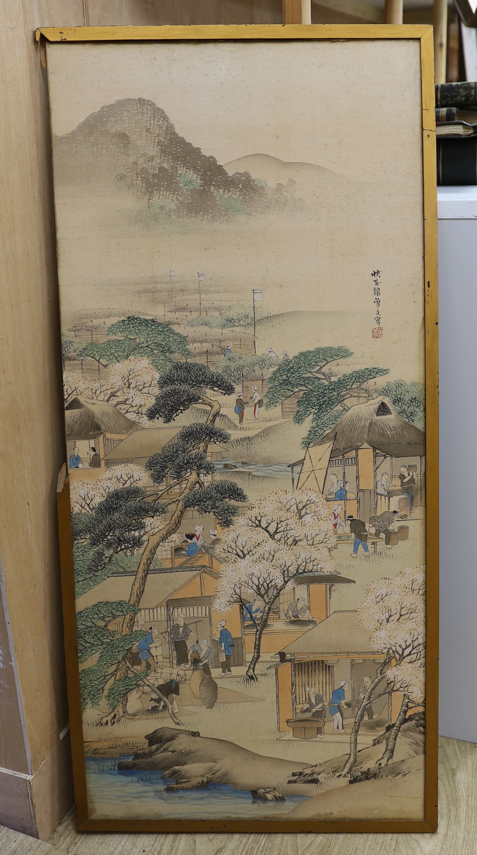 Sobun Morikawa (Japanese, 1847-1902) Kyoto Shijo School painting on silk, 50 x 111cm